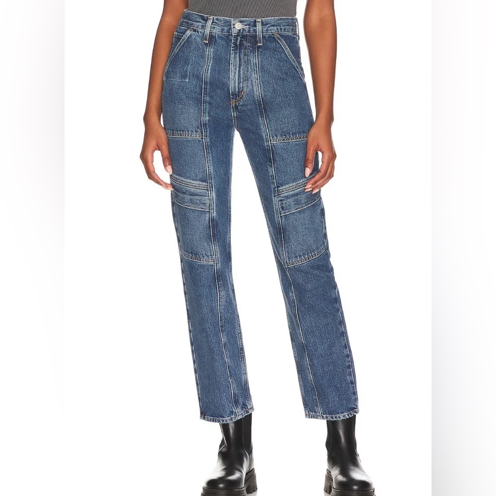 AGOLDE Cooper Cargo Jeans Medium Wash Cropped Organic Cotton